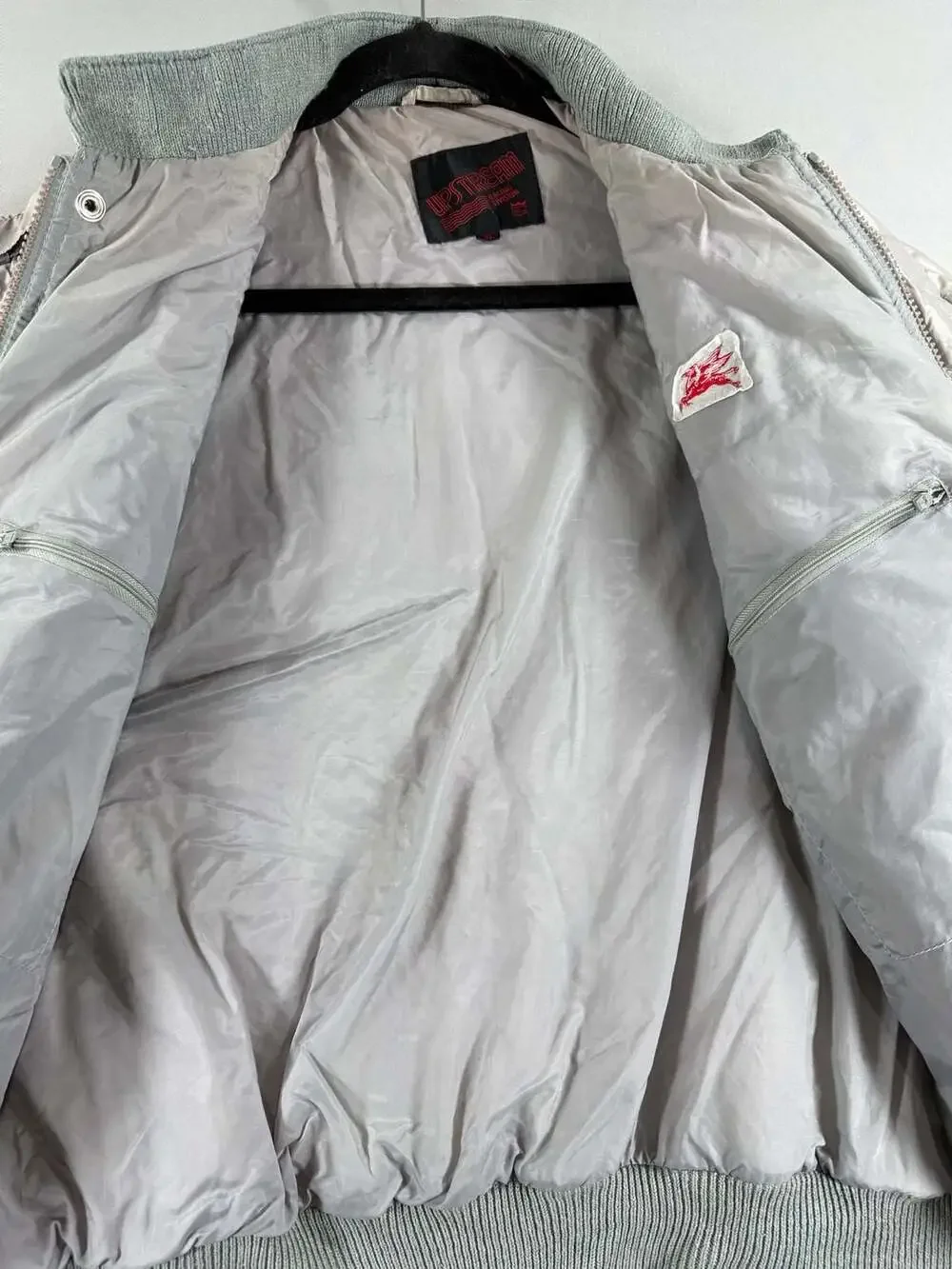 Vintage Upstream Racing Division Gray Bomber Jacket XL